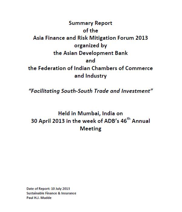 FICCI Study:Asia-Finance-Risk-Mitigation-Forum-2013