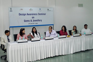 FICCI Events: L-R Mr. Gyan Prakash, Director, FICCI, Rajasthan State Council; Ms. Pooja Juneja, Founder & CEO, Lambent Creations; Ms. Garima Maheshwari, Design Manager, Tanishq; Mr. Pramod Kumar Agarwal, Director, IIGJ, Jaipur; Ms. Manisha Sharma, Manager, CRISIL SME Ratings; Ms. Bindoo Ranjan, Coordinator (HQ), NID-MSME Design Clinic Scheme; Mr. Kinshuk Jain, Advocate, Rajasthan High Court