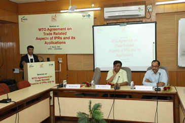 FICCI Events: Theme Address: Mr. Jatin Trivedi, Chaiperson FICCI_GSC Legal Sub Committee delivering his Addewaa, Mr. S L Amrani, IAS, Dy. Director General, SPIPA, Prof. Anurag K. Agarwal, IIM-A (From Left to Right)