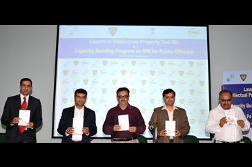 FICCI Events: Book Launch (L to R): Mr. Munish Mehra, Partner, Saikrishna & Associates, Mr. Jatin Trivedi, Chairperson, Legal Sub Committee, FICCI Gujarat State Council, Mr. R C Mehta, Deputy Superintendent of police, Assistant Director, Gujarat Police Academy, Mr. Sujay S. Upalkar, Vice President, Corporate Legal, Troikaa Pharmaceuticals Ltd, Mr. J B Gadhvi, Police Inspector, Gujarat Police Academy